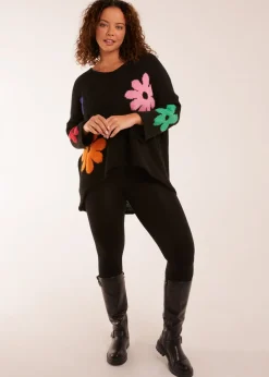 Blue Vanilla Black Multi Coloured Flower Jumper
