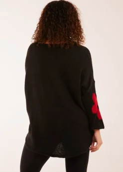 Blue Vanilla Black Multi Coloured Flower Jumper