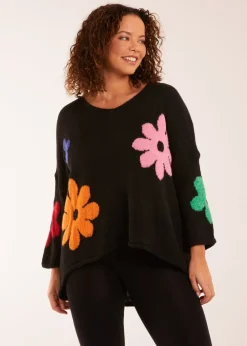 Blue Vanilla Black Multi Coloured Flower Jumper
