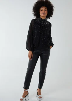 Blue Vanilla Black Ombre Diamante Puffball Top