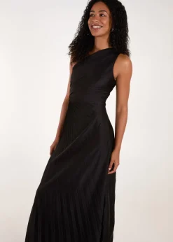 Blue Vanilla Black One Shoulder Pleated Dress