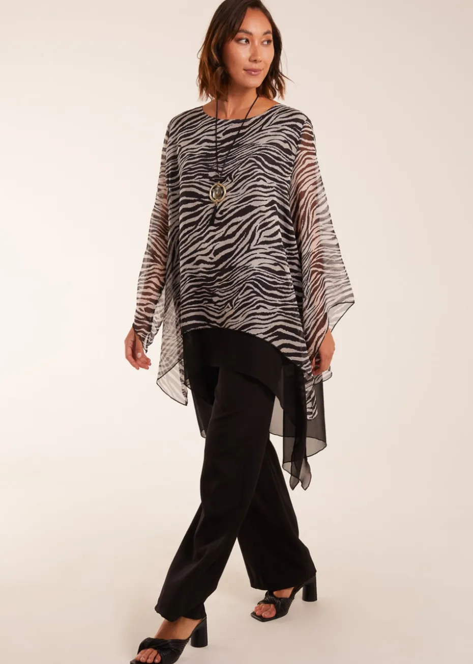 Blue Vanilla Black Pattern 2 In 1 Woven Top