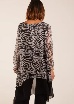 Blue Vanilla Black Pattern 2 In 1 Woven Top