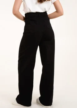 Blue Vanilla Black Plain Wide Leg Trousers