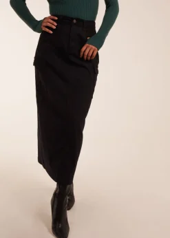 Blue Vanilla Black Pocket Midi Skirt