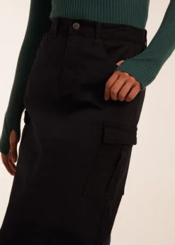 Blue Vanilla Black Pocket Midi Skirt