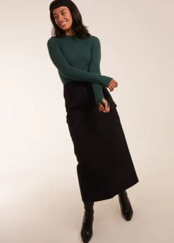 Blue Vanilla Black Pocket Midi Skirt