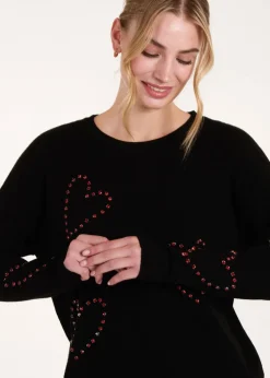 Blue Vanilla Black Rhinestone Heart Jumper
