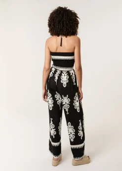 Blue Vanilla Black Strapless Shirred Waist Jumpsuit