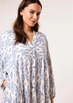 Blue Vanilla Blue Aztec Long Sleeve Maxi Dress