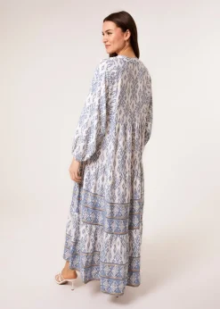 Blue Vanilla Blue Aztec Long Sleeve Maxi Dress