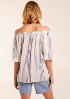 Blue Vanilla Blue Bardot Top With Stripe