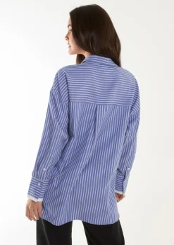 Blue Vanilla Blue Contrast Cuff Oversized Shirt