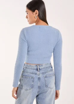 Blue Vanilla Blue Cropped Knit Rib Top