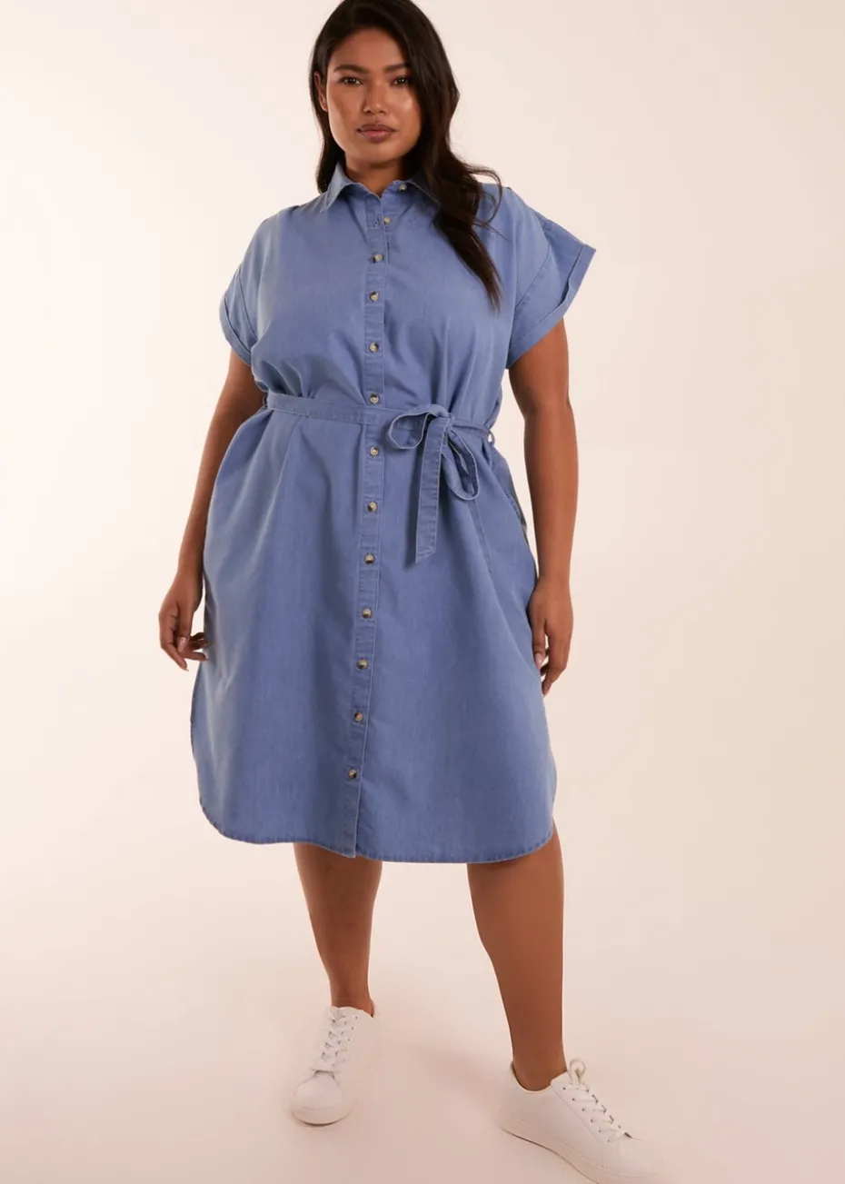 Blue Vanilla Blue Curve Button Front Shirt Dress