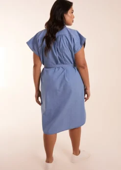 Blue Vanilla Blue Curve Button Front Shirt Dress