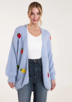 Blue Vanilla Blue Embroidery Fruit Cardigan