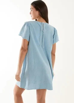 Blue Vanilla Blue Embroidered Mini Dress