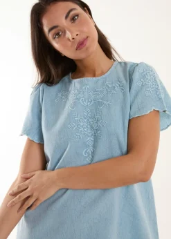 Blue Vanilla Blue Embroidered Mini Dress