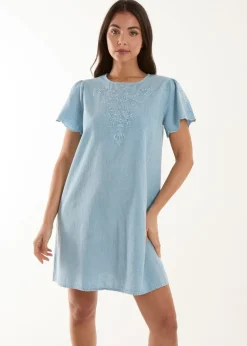 Blue Vanilla Blue Embroidered Mini Dress