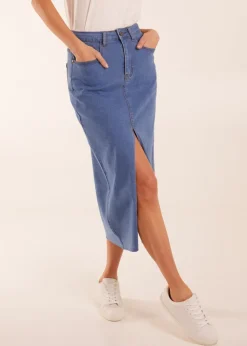 Blue Vanilla Blue High Rise Denim Maxi Skirt