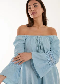 Blue Vanilla Blue Lace Trim Tunic Dress