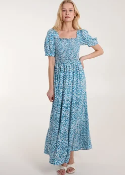 Blue Vanilla Blue Milkmaid Square Neck Short Puff Sleeve Maxi Dress