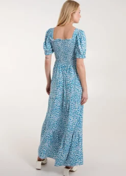 Blue Vanilla Blue Milkmaid Square Neck Short Puff Sleeve Maxi Dress
