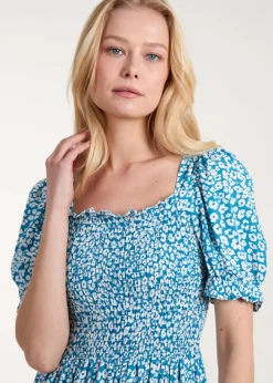 Blue Vanilla Blue Milkmaid Square Neck Short Puff Sleeve Maxi Dress