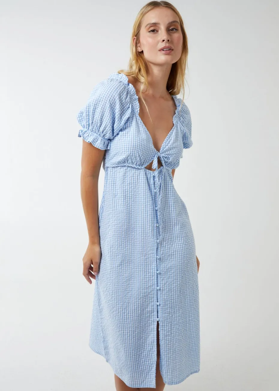 Blue Vanilla Blue Milkmaid Cut Out Midi Dress