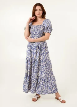 Blue Vanilla Blue Puff Sleeve Square Neck Maxi Dress