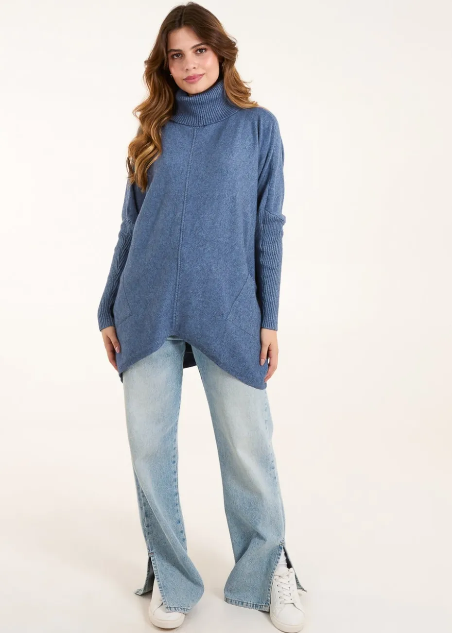 Blue Vanilla Blue Roll Neck Pocket Jumper