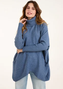 Blue Vanilla Blue Roll Neck Pocket Jumper
