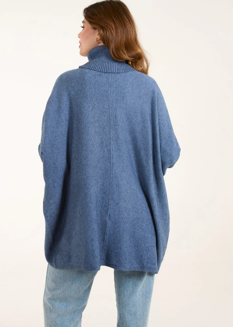 Blue Vanilla Blue Roll Neck Pocket Jumper