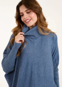 Blue Vanilla Blue Roll Neck Pocket Jumper