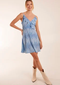 Blue Vanilla Blue Ruffle Wrap Front Cami Mini Dress