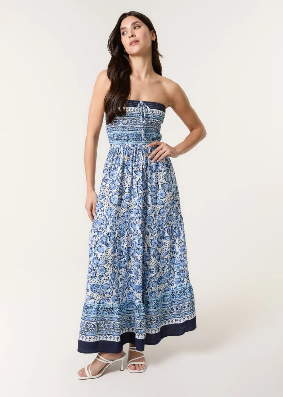 Blue Vanilla Blue Shirred Bust Bandeau Dress