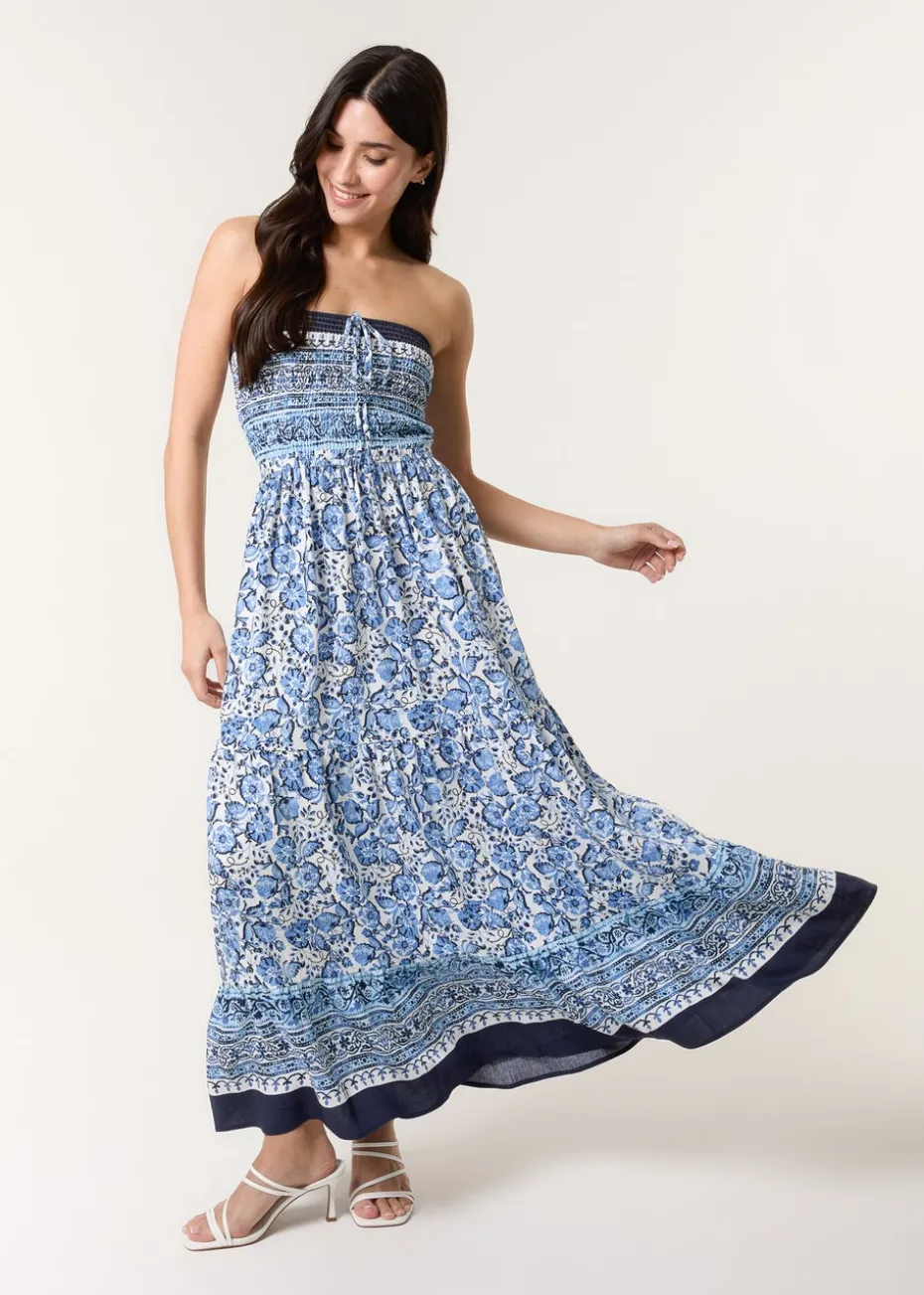 Blue Vanilla Blue Shirred Bust Bandeau Dress