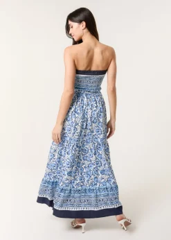 Blue Vanilla Blue Shirred Bust Bandeau Dress