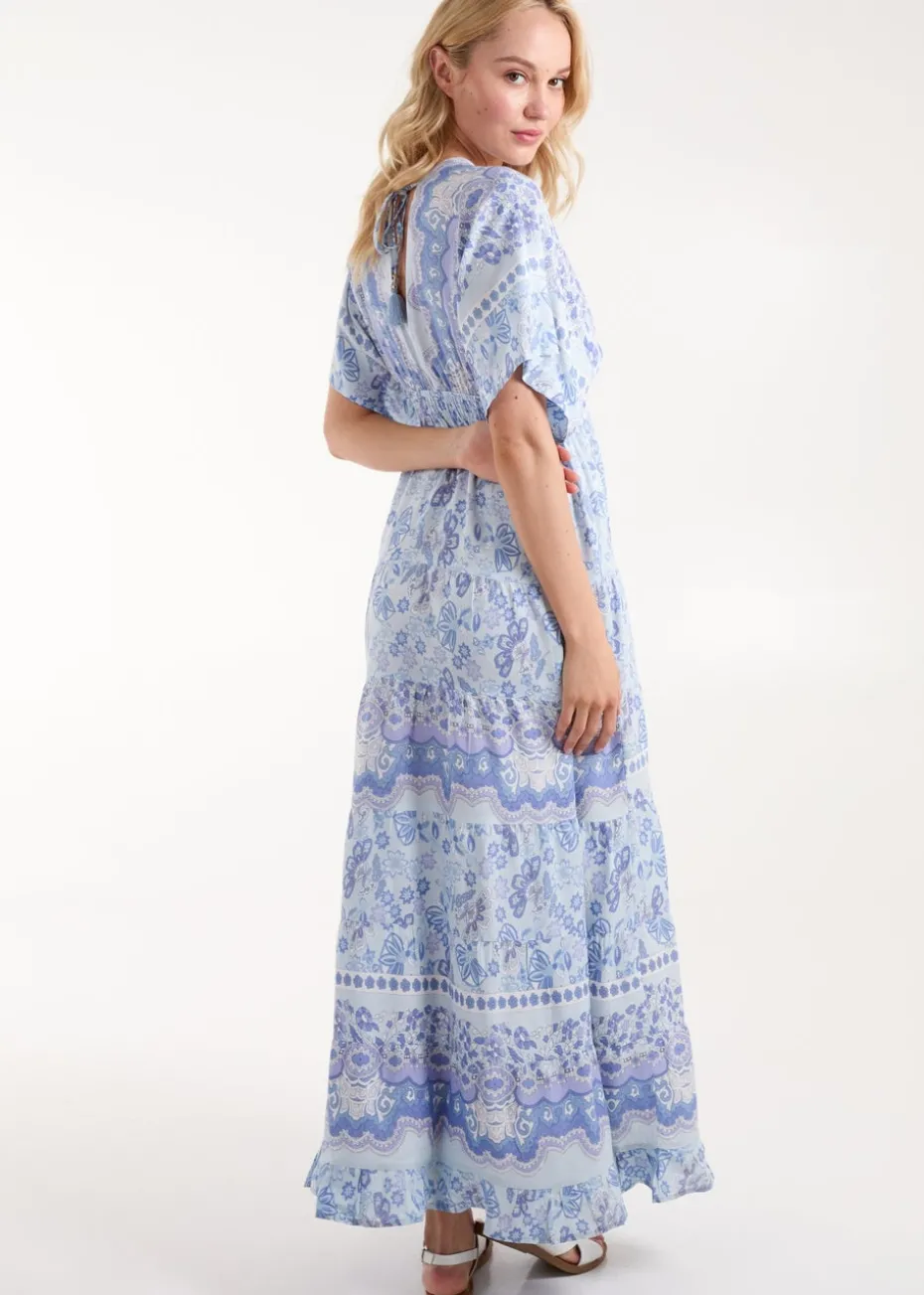 Blue Vanilla Blue Tassel Detail V Neck Dress