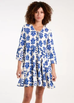 Blue Vanilla Blue Tie Front Smock Dress