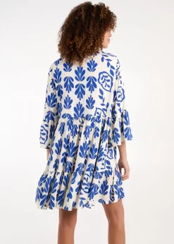 Blue Vanilla Blue Tie Front Smock Dress