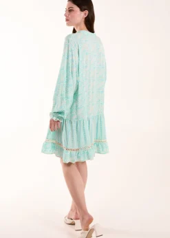 Blue Vanilla Blue Tiered Button Down Mini Dress