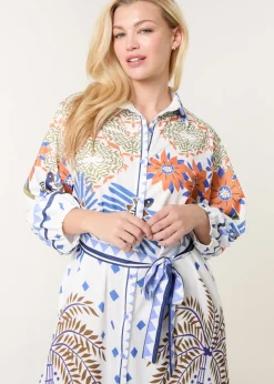 Blue Vanilla Blue Tropical Print Dress