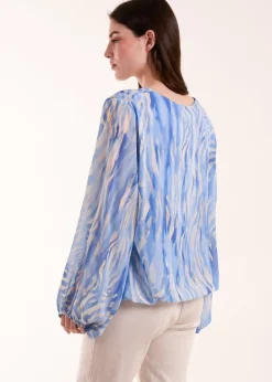 Blue Vanilla Blue Water Colour V Neck Top