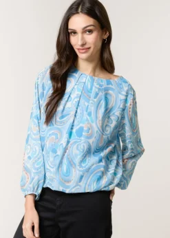 Blue Vanilla Blue Watercolour Paisley Top
