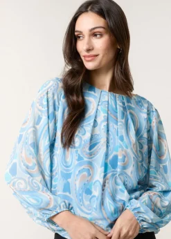 Blue Vanilla Blue Watercolour Paisley Top
