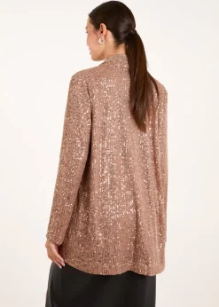 Blue Vanilla Bronze Sequin Waterfall Cardigan