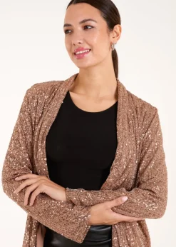 Blue Vanilla Bronze Sequin Waterfall Cardigan