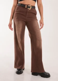 Blue Vanilla Brown Acid Wash Wide Leg Jeans